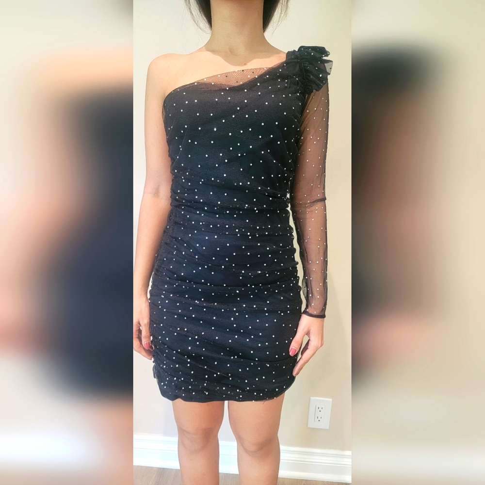 Zara black organza dress with shiny diamonds